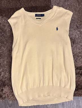 Polo Ralph Lauren V-Neck Pima Cotton Sweater Vest in Pastel Yellow